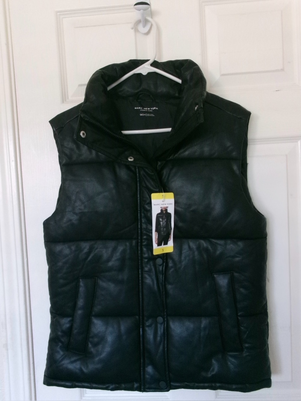 Marc New York Black Quilted Leather-Look Vest